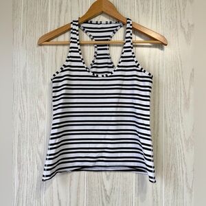 Lululemon White and Black Striped Tank Size 8